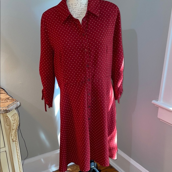 Suzy Shier Red Polka Dot Long Sleeve Dress ( Size Extra Large) - Picture 1 of 6